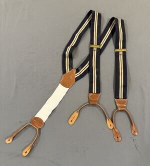 Dooney And Bourke Adjustable Striped Suspenders With Button Attachment